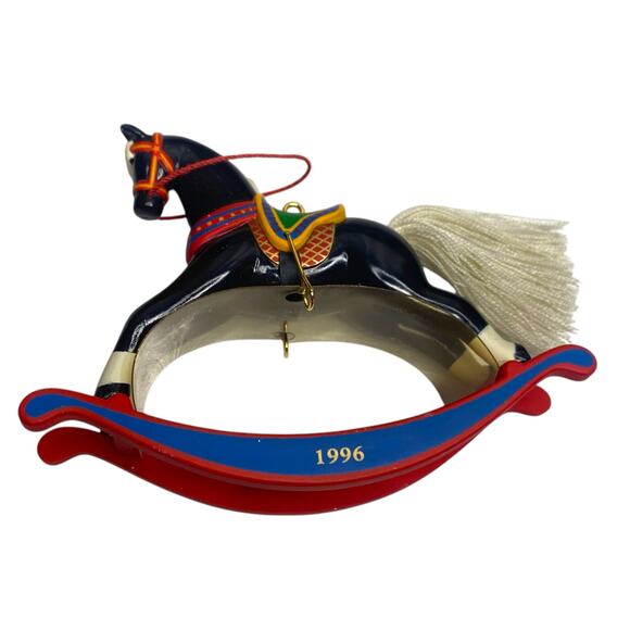 Vintage 1996 Christmas Ornament 2-piece LOT Rocking Horse by Hallmark Keepsake - Picture 6 of 13